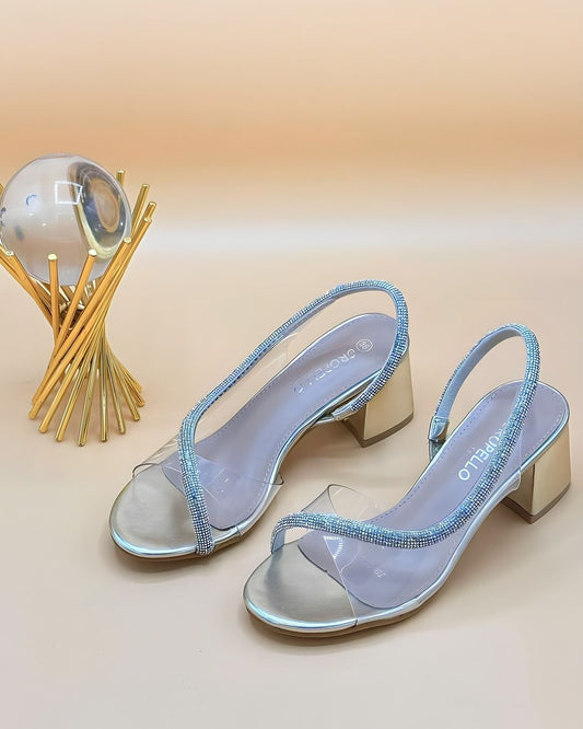 βGlam Rhinestone Block Heels β Comfort & Style (Black/Silver/Golden/White)β ART 07