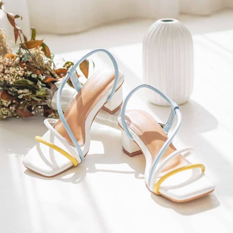 “Women Multi-Stripes Block Heels – White” ART 03